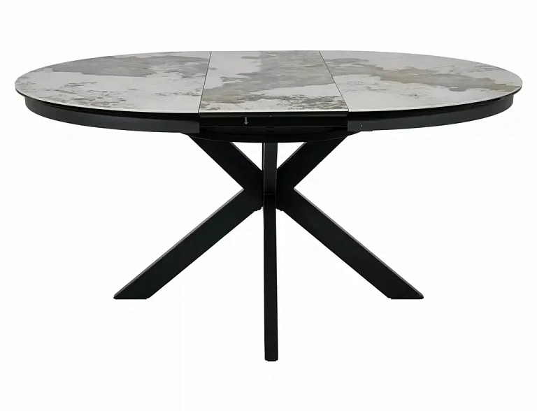 Стол обеденный SIGNAL PORTO Ceramic белый Pandoro/черный 120-160/120