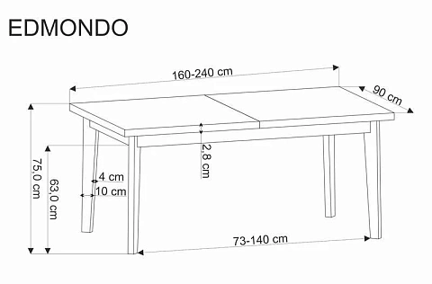 Стол обеденный HALMAR EDMONDO дуб 160-240/90