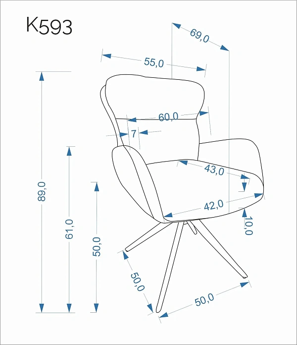 Стул HALMAR K593 серый/черный, поворотный