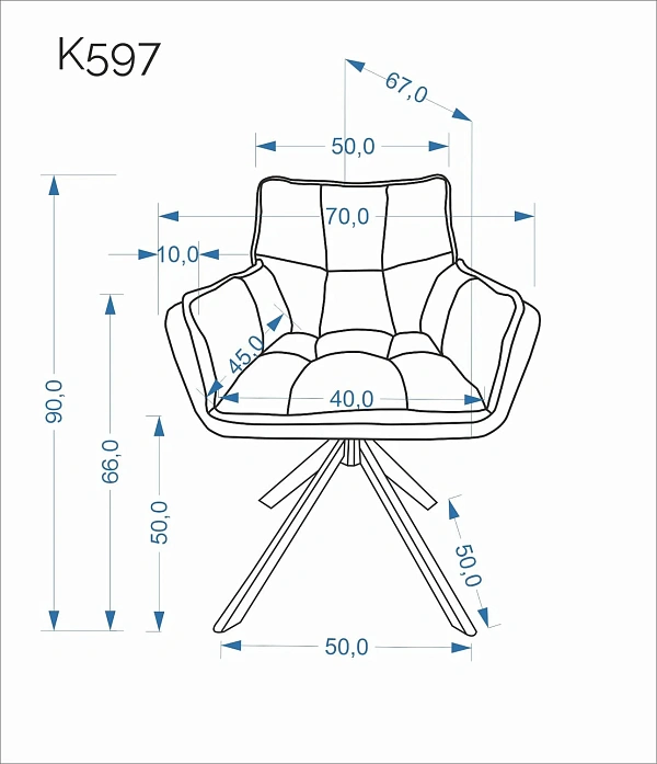 Стул HALMAR K597 серый/черный, поворотный