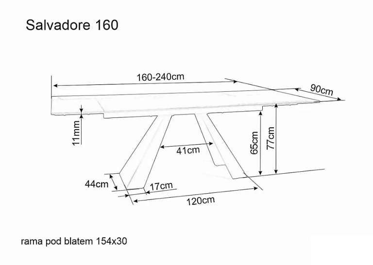 Стол обеденный SIGNAL SALVADORE Ceramic Sahara Noir черный/черный мат 160-240/90