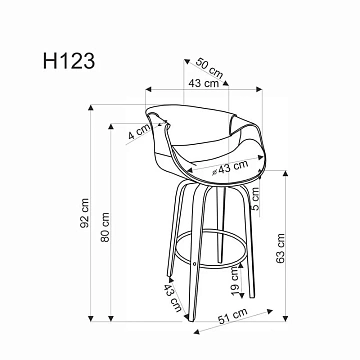 Стул барный HALMAR H123 серый/орех