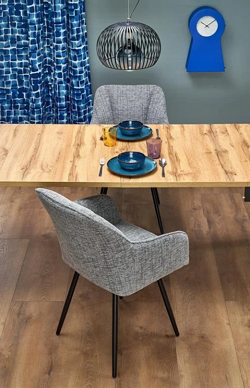 Стол обеденный HALMAR QUBIK дуб артизан/черный 80-200/80