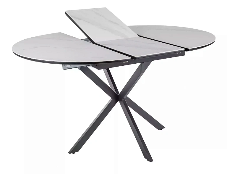 Стол обеденный SIGNAL GASTON Ceramic белый/черный 100-135/100