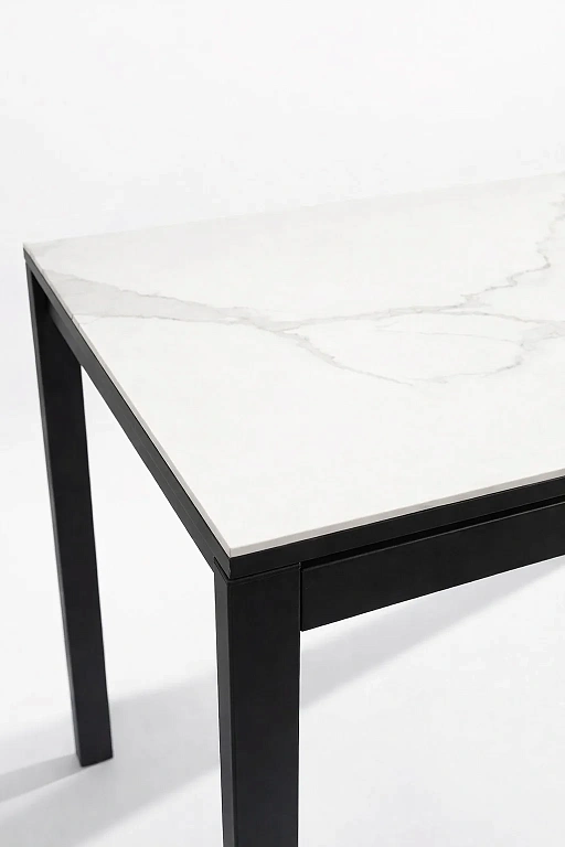 Стол ВВР Брайтон керамика, раздвижной белый/черный 89-119/69