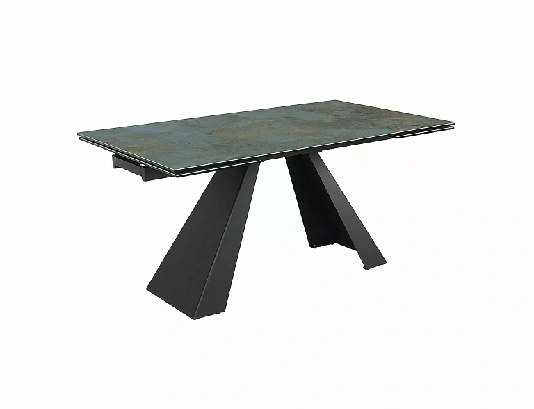 Стол обеденный SIGNAL SALVADORE Ceramic Ossido Verde бирюзовый/черный мат 160-240/90