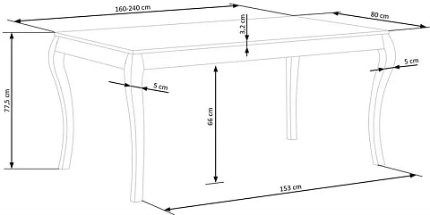 Стол обеденный HALMAR WINDSOR дуб темный/черный 160-240/90