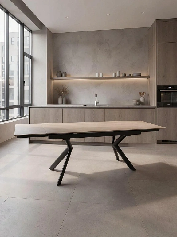 Стол обеденный SIGNAL NORTON травертин/черный 160-240/90