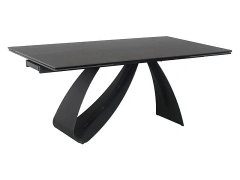 Стол обеденный SIGNAL DIUNA Ceramic Sahara Noir черный мрамор/черный мат 160-240/90