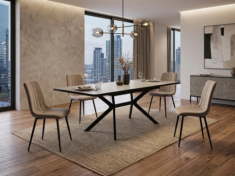 Стул SIGNAL ALAN Velvet Bluvel 40 темно-бежевый/черный